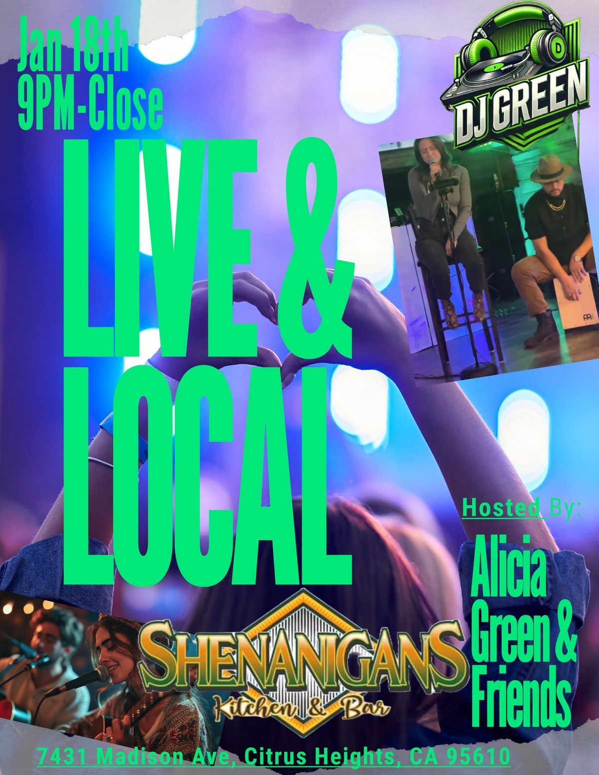  \ud83c\udfb6 Calling All Local Artists! \ud83c\udfb8 LIVE & LOCAL W\/Alicia Green & Friends! Come Out & Play! NO COVER