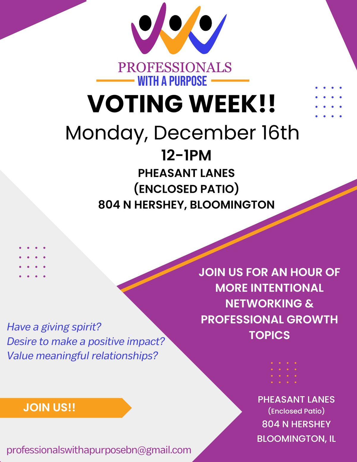 Professionals With A Purpose: VOTING Week