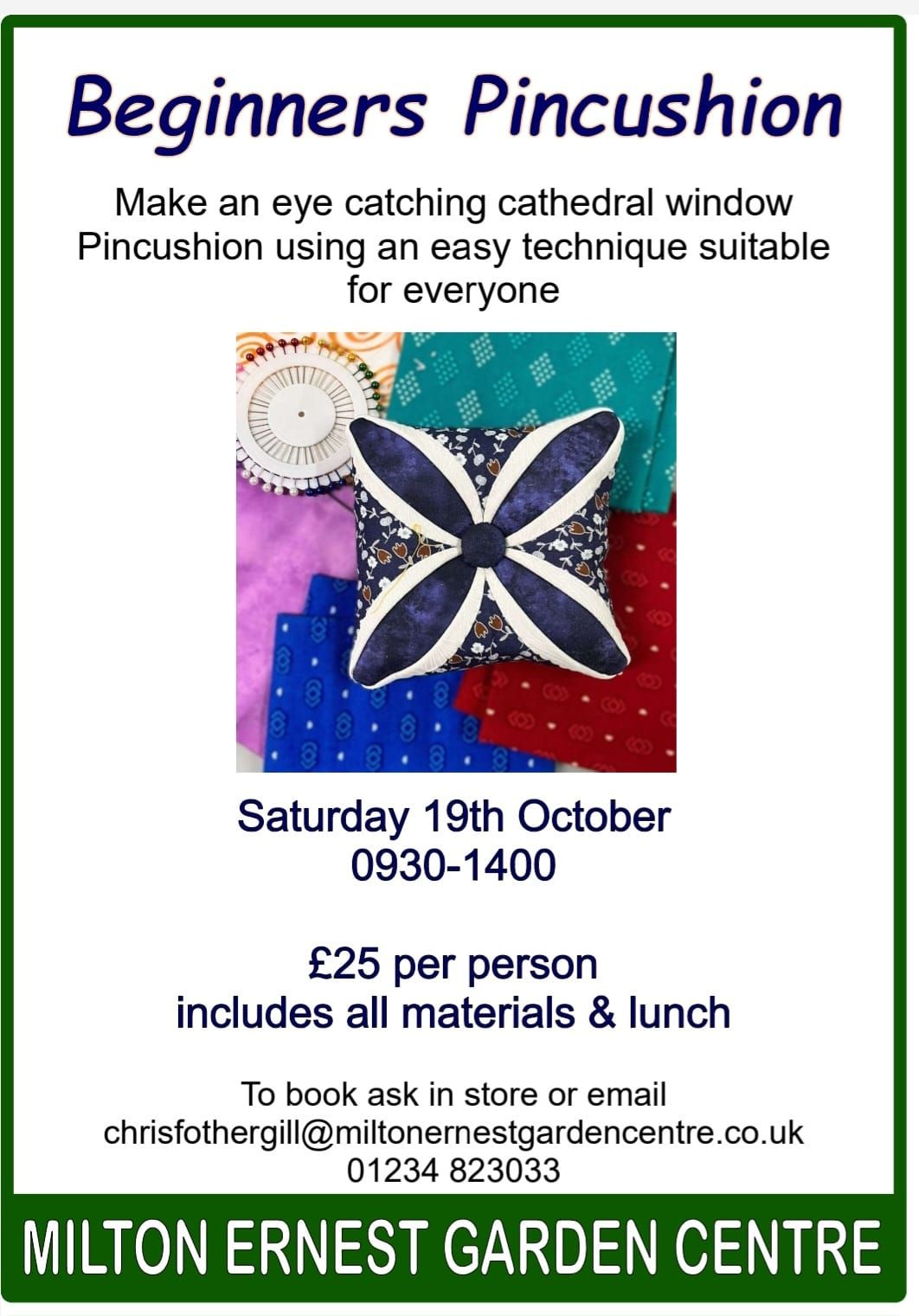 NEW DATE: Beginners Pincushion Workshop