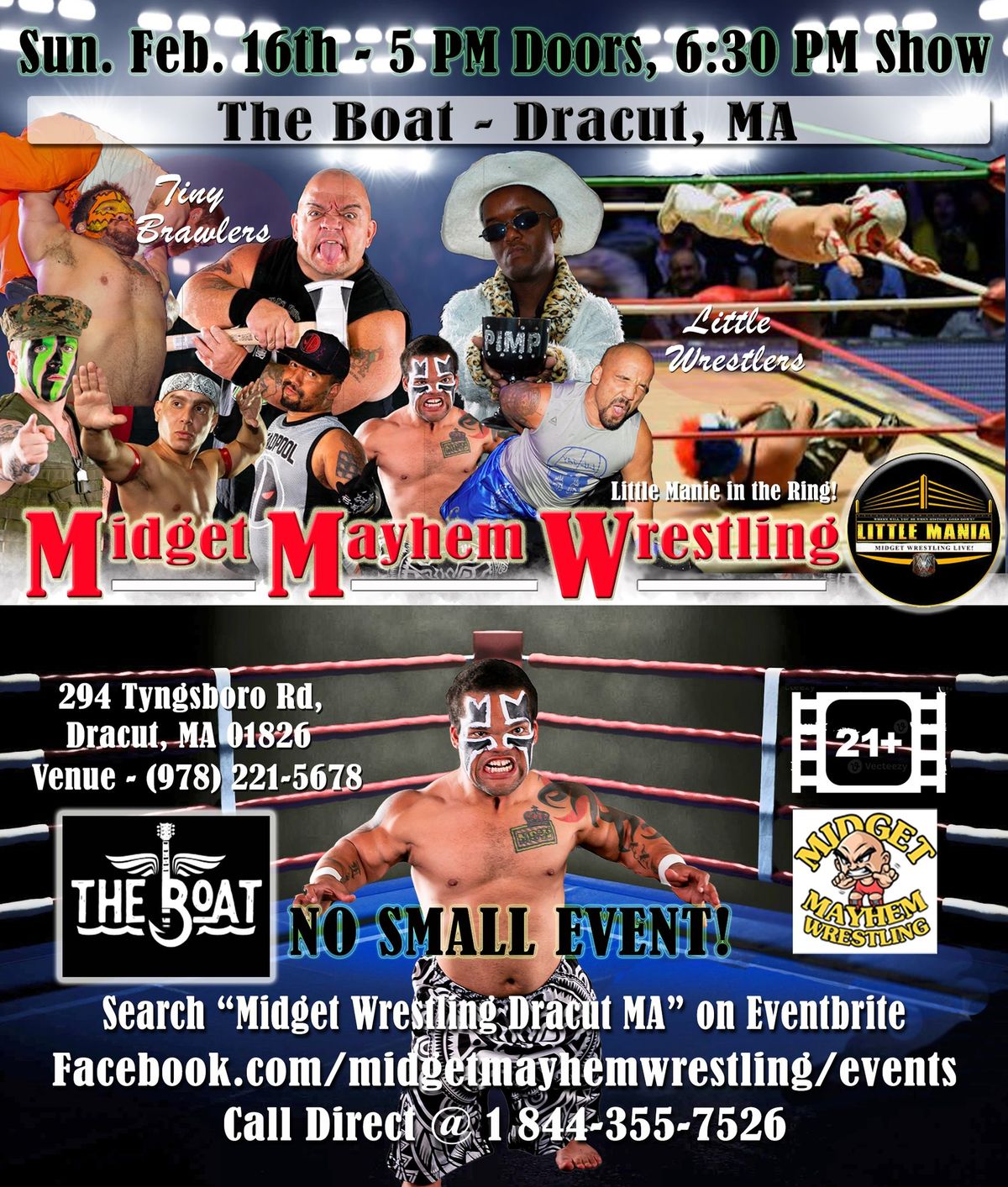 Midget Mayhem Wrestling Rips Through the Ring - Dracut, MA 21+