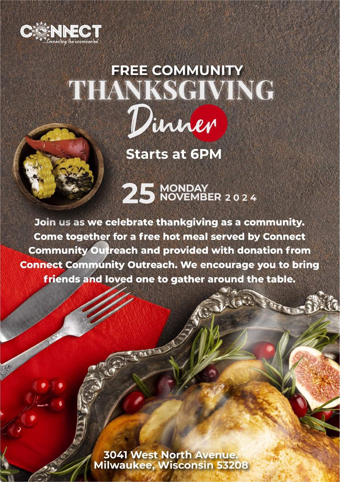 Connect Community Outreach Free Thanksgiving Dinner 