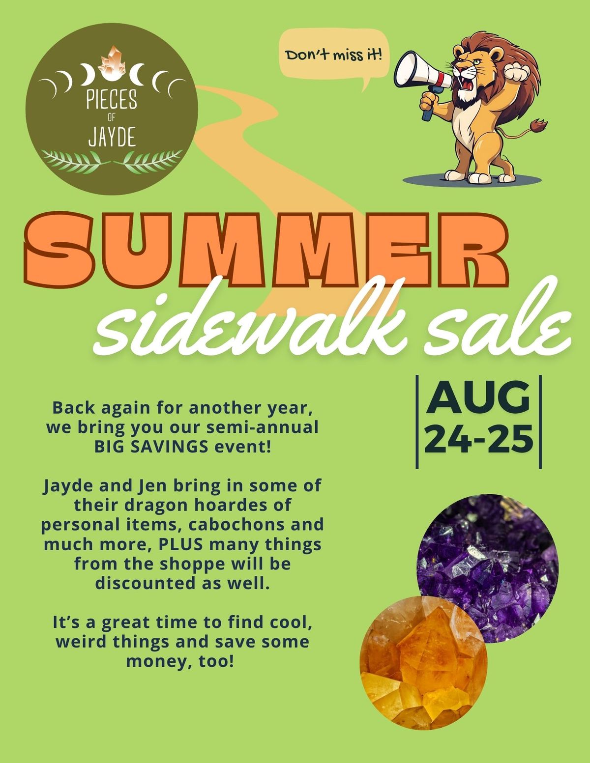 Summer Sidewalk Sale at Pieces of Jayde