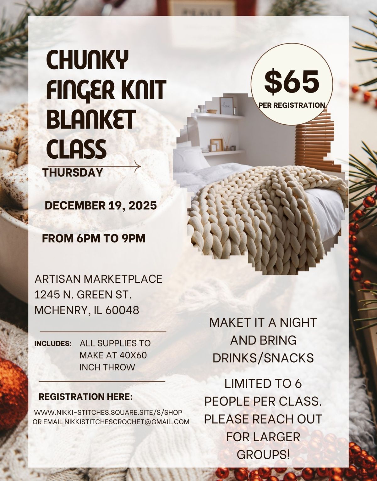 Chunky Finger Knit Blanket Class