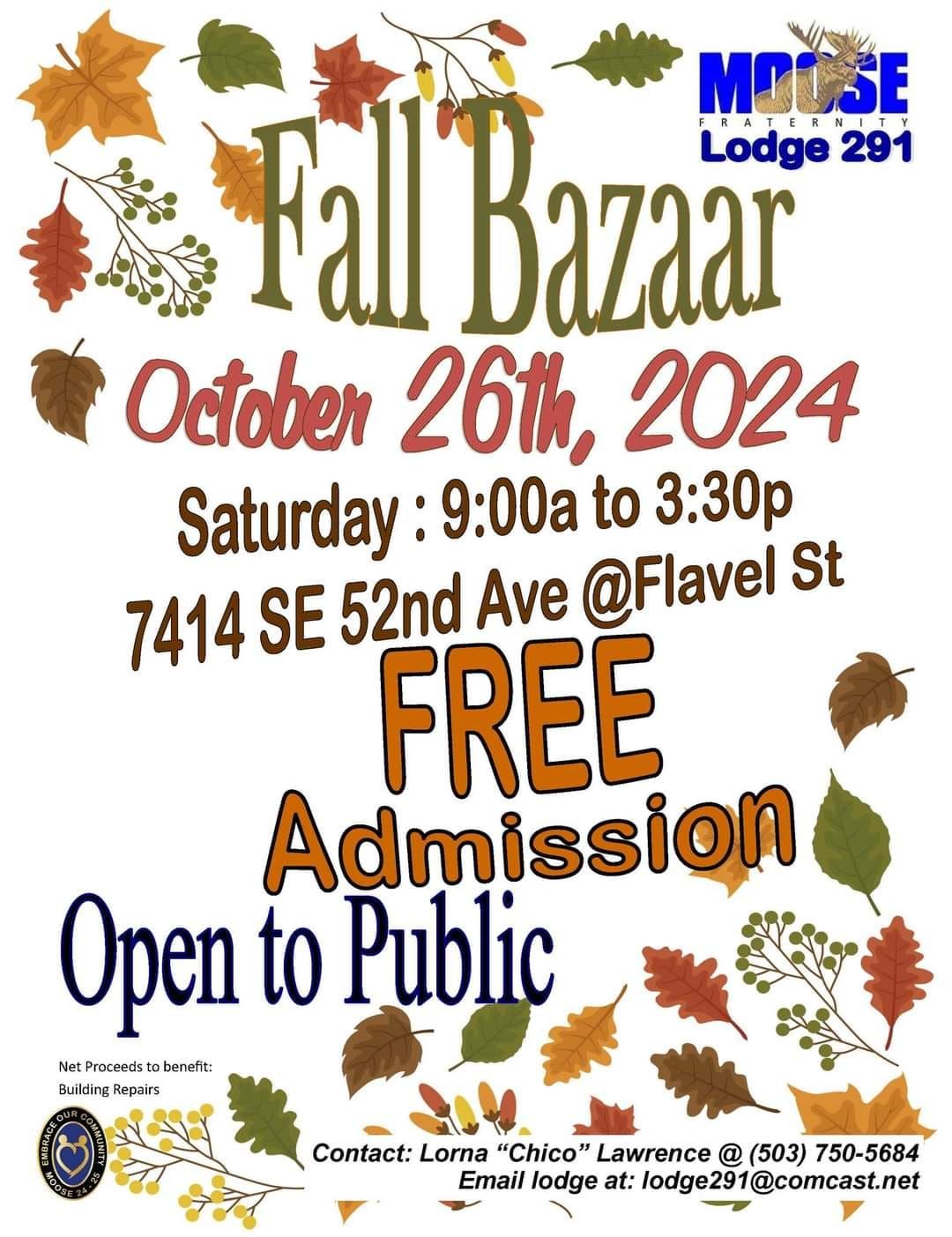 Portland Moose Lodge Fall Bazaar- Vendors Sought