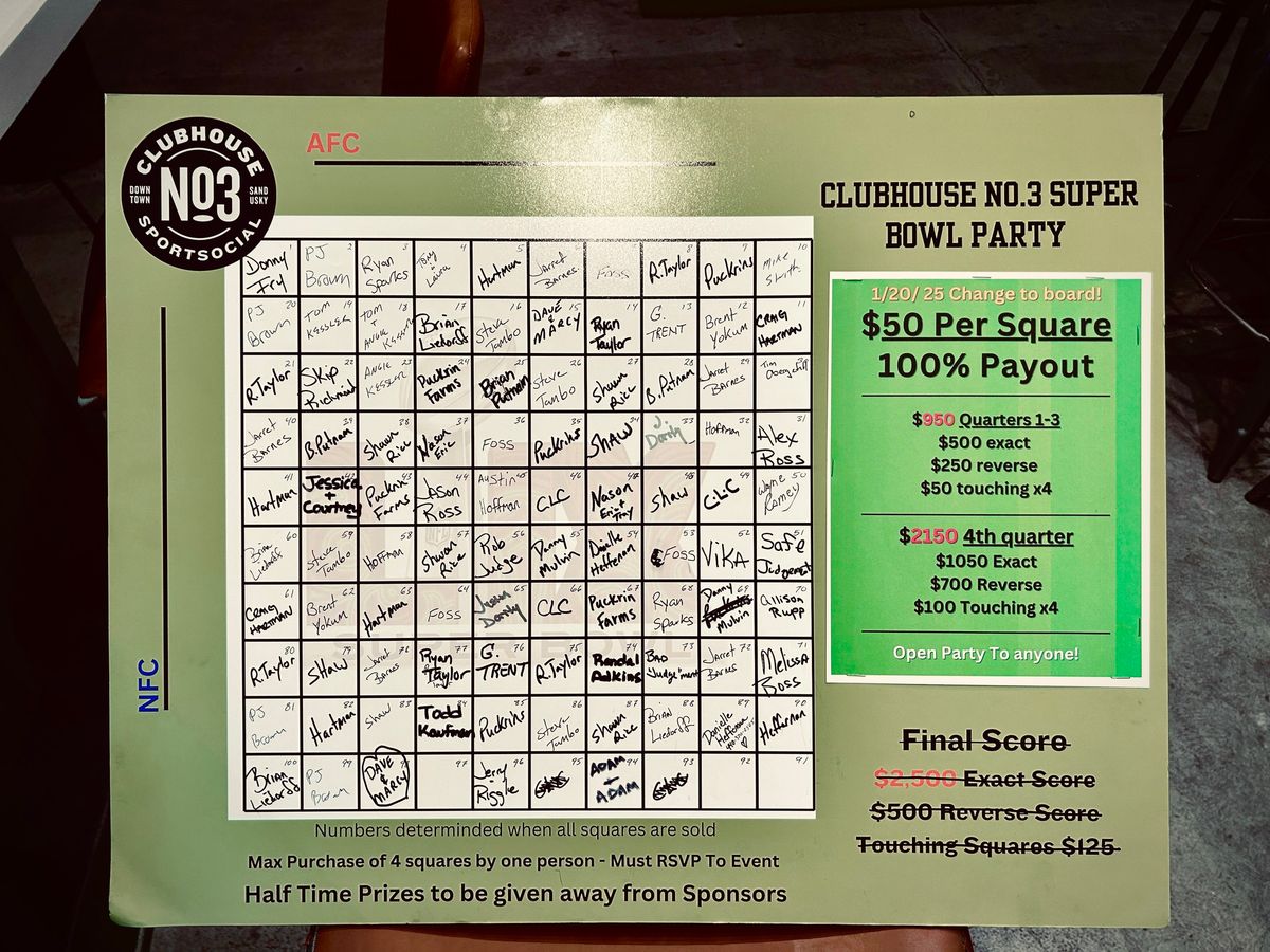 Super Bowl Squares & open party! 