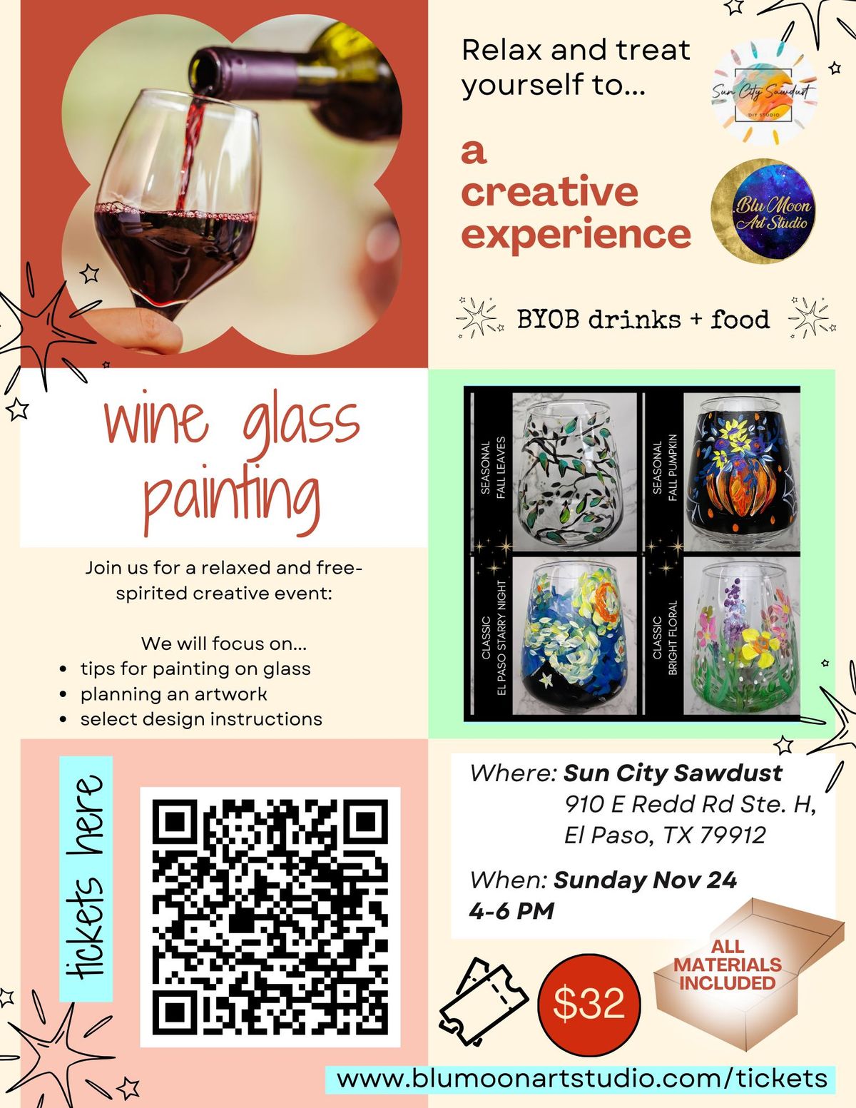 Wine Glass Paint and Sip @ Sun City Sawdust (West Side)