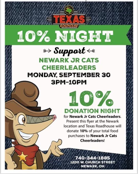 Jr Cats Cheerleading Texas Roadhouse Fundrasier