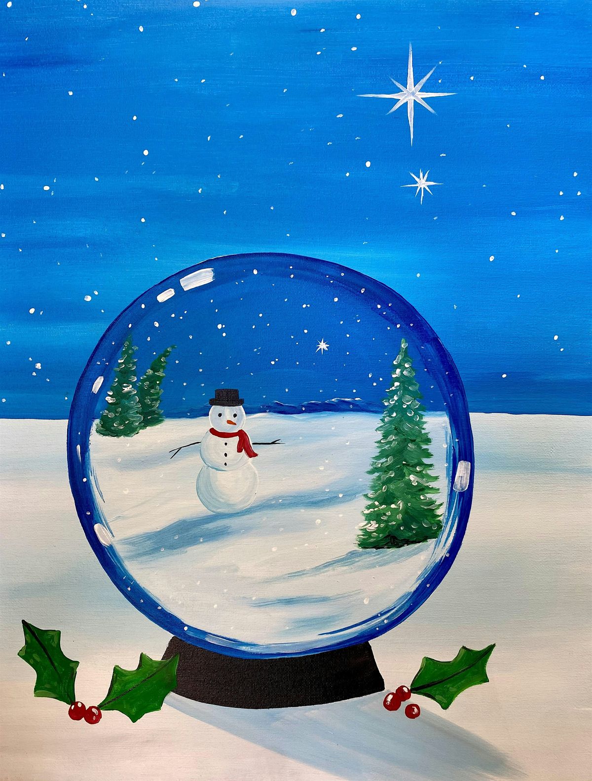 Festive Snowman Snowglobe Paint and Sip in Anaheim!