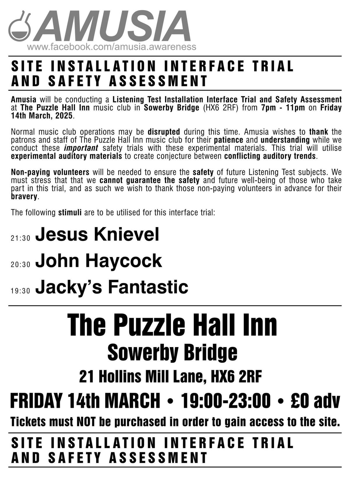 Site Installation Interface Trial\/Safety Assessment - Jesus Knievel\/ John Haycock\/ Jacky\u2019s Fantastic