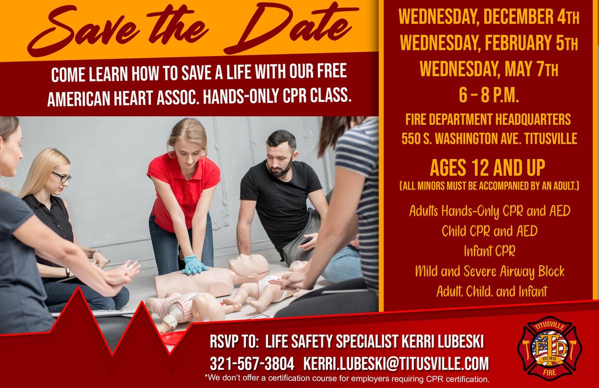 Free Hands-Only CPR\/AED Skills Class RSVP required