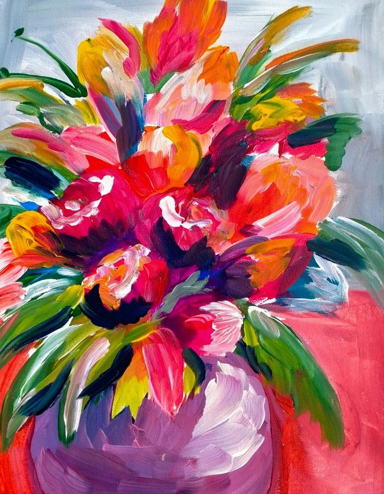 Auckland Paint & Wine Night - Abstract Flowers
