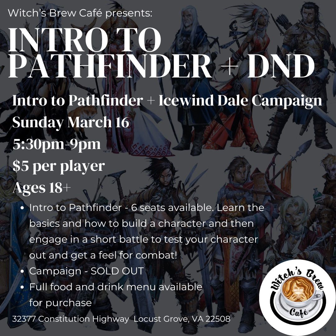 Intro to Pathfinder + DnD at Witch\u2019s Brew Caf\u00e9