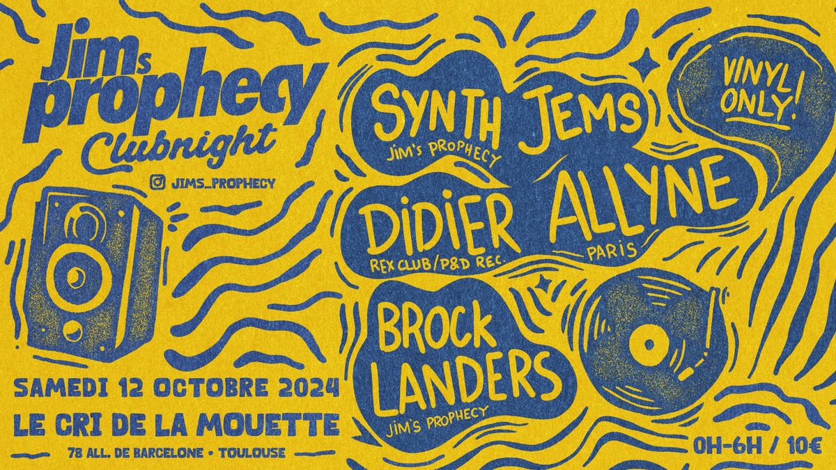 JIM'S Prophecy Clubnight Invite DIDIER ALLYNE (Rex Club\/P&D Rec, Paris) VINYL ONLY !!!