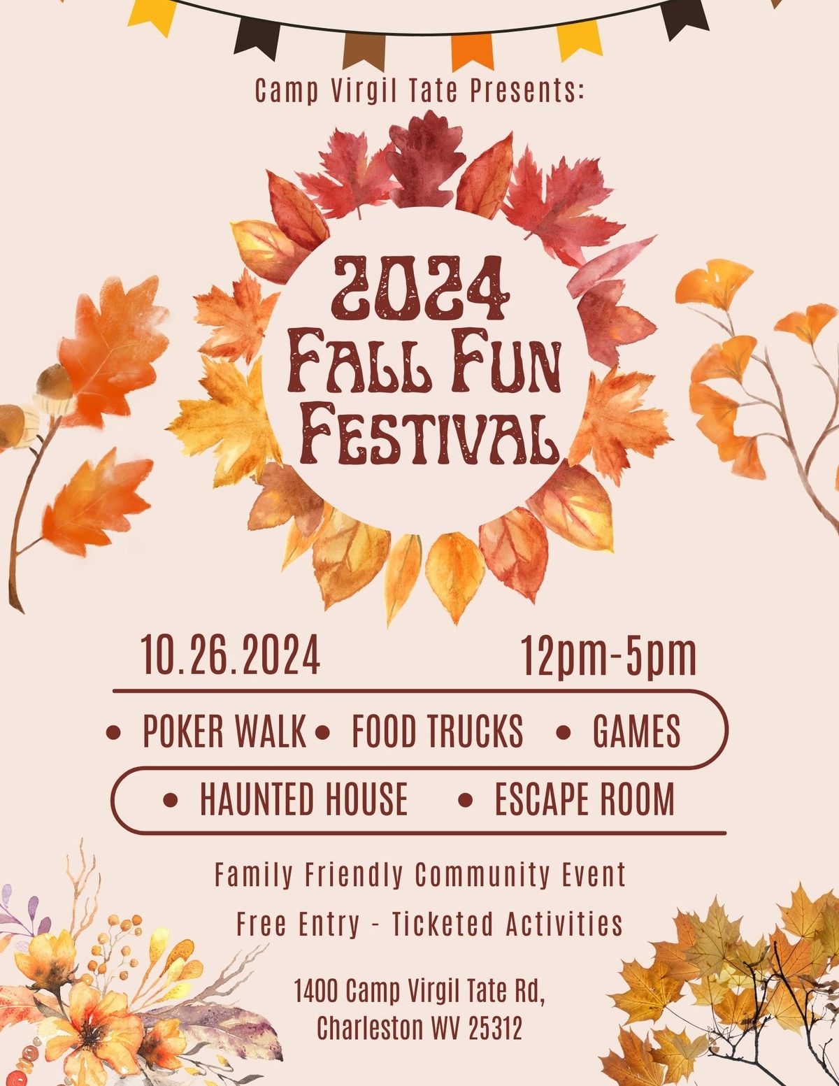 2024 Fall Fun Festival, 1400 Camp Virgil Tate Rd, Charleston, WV