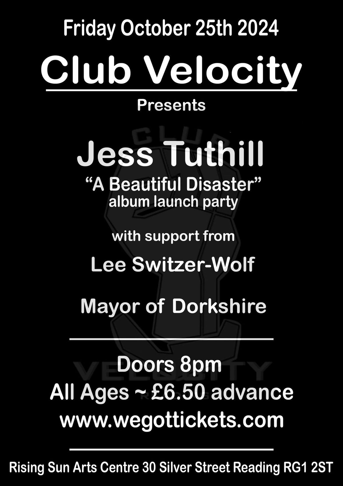 Club Velocity presents Jess Tuthill \u201cA Beautiful Disaster\u201d album launch party