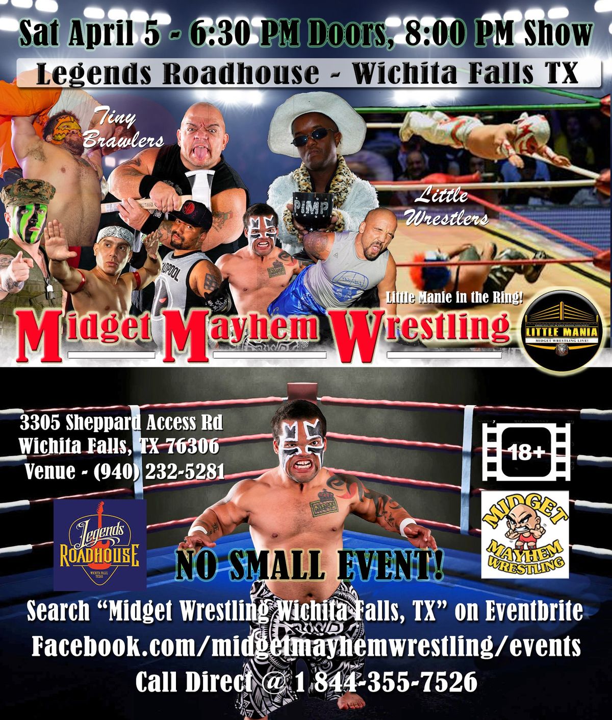 Midget Mayhem Micro-Wrestling Event - Wichita Falls TX 18+