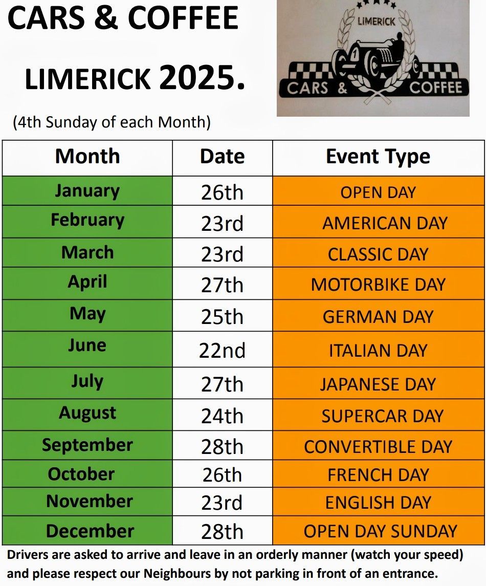 Cars and Coffee Limerick 2025