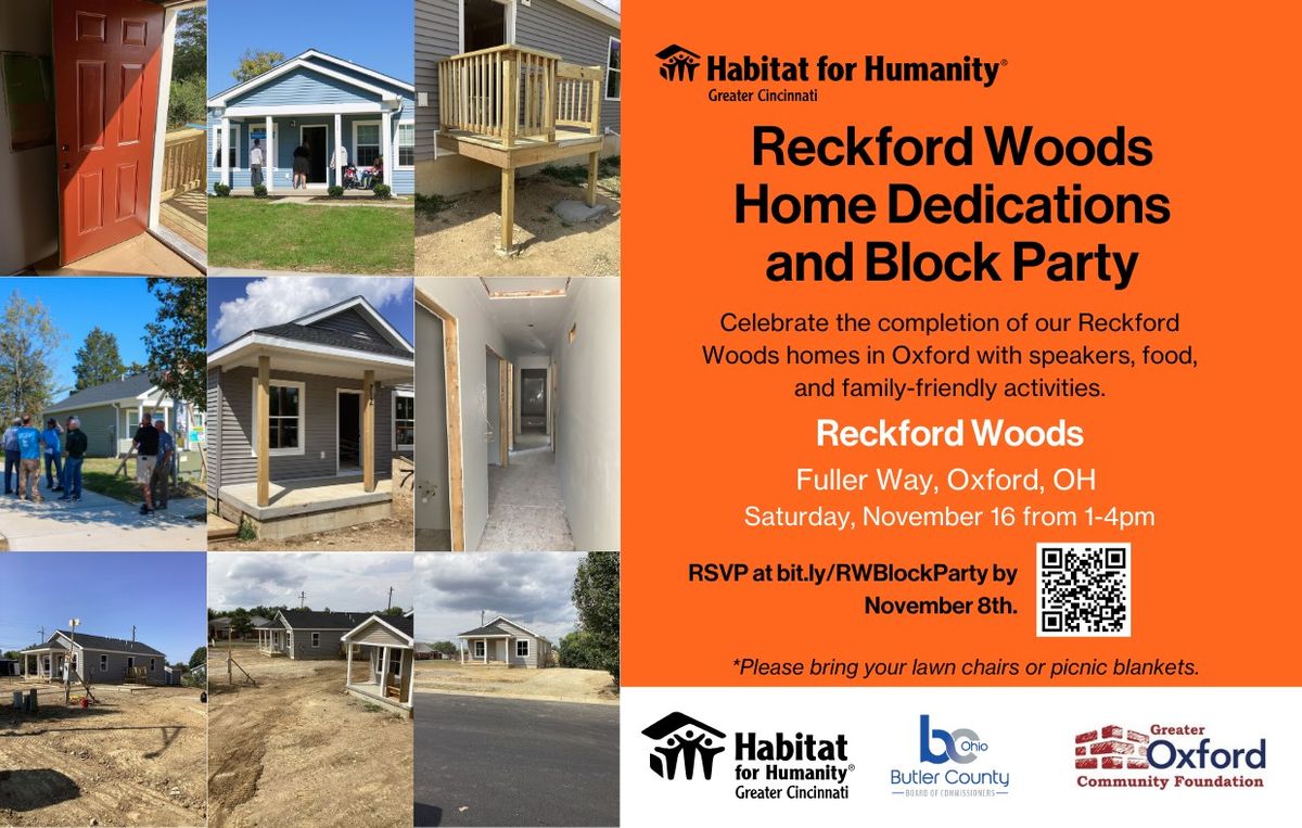 Reckford Woods Home Dedications and Block Party