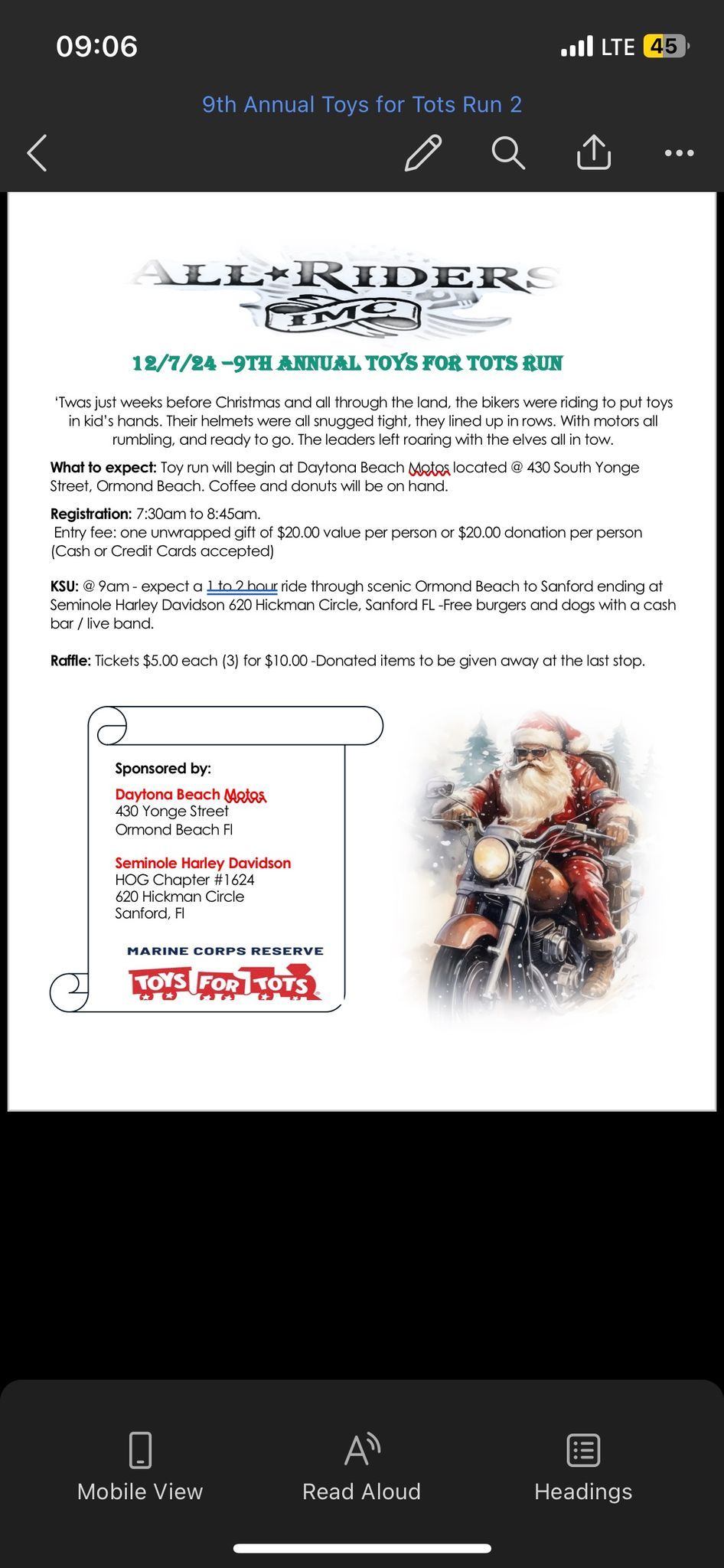 Toys for Tots 9th annual 