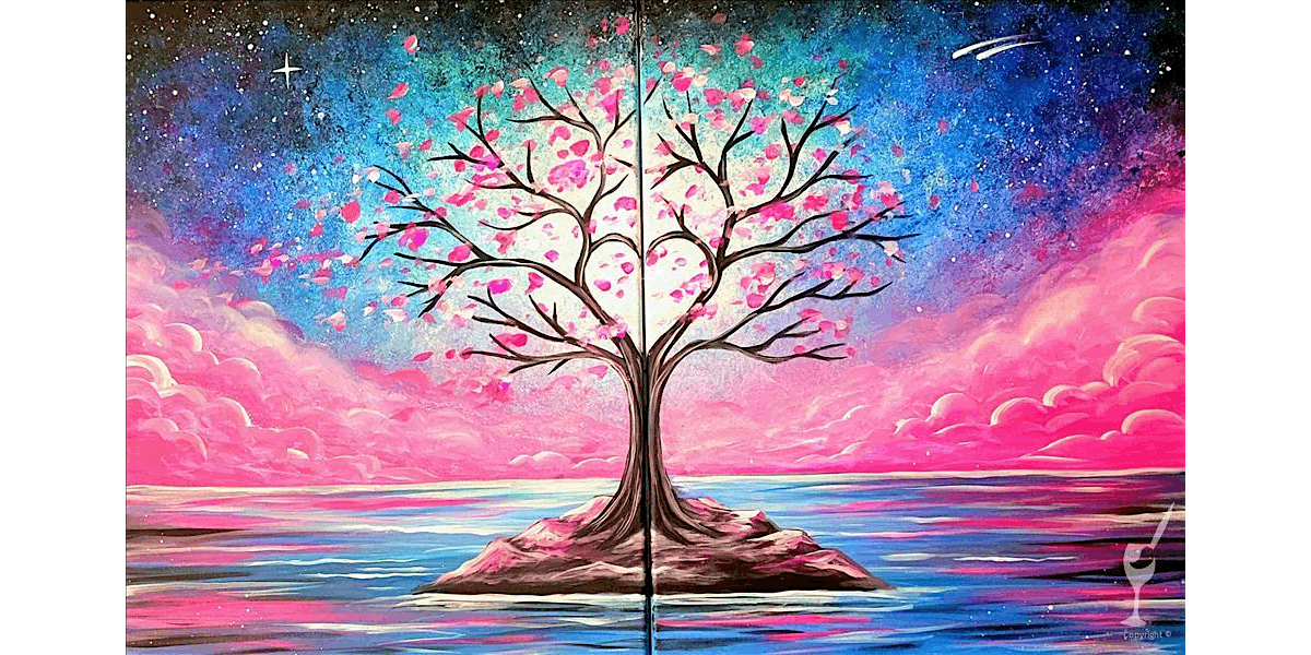 Tree of Cosmic Love Under the Night Sky - Paint and Sip in Denver | Classpop!\u2122
