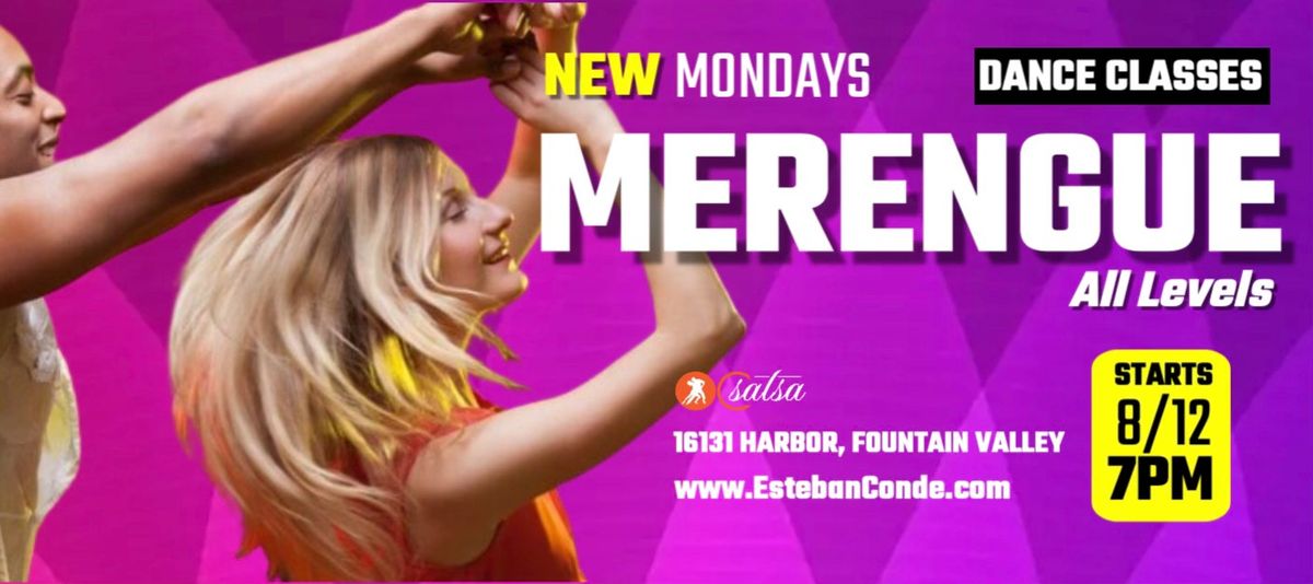 New MERENGUE Dance Classes MONDAYS - No Partner Needed