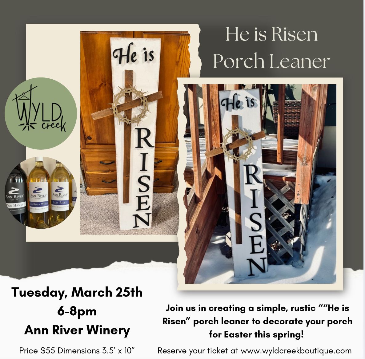 March 25th - He is Risen Porch Leaner @ Ann River Winery, Mora