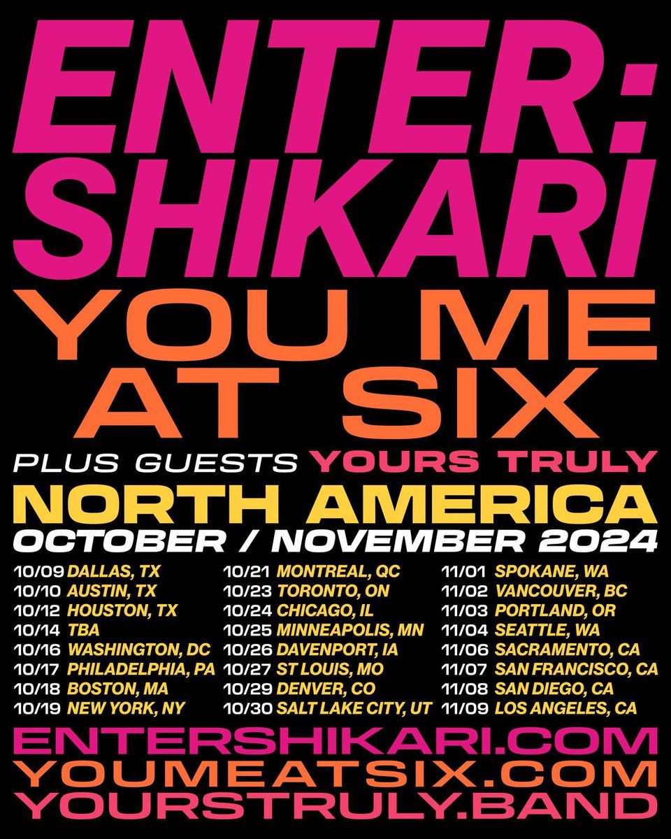 Enter Shikari with You Me at Six and Yours Truly (18+)