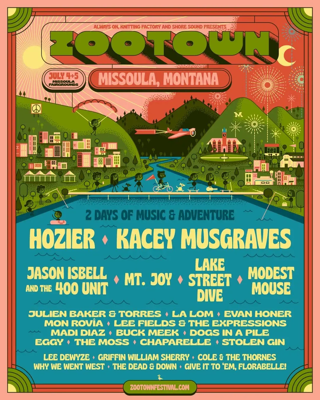 Zootown Festival: Hozier  Kacey Musgraves  Jason Isbell and The 400 Unit & Lake Street Dive - 2 Day Pass