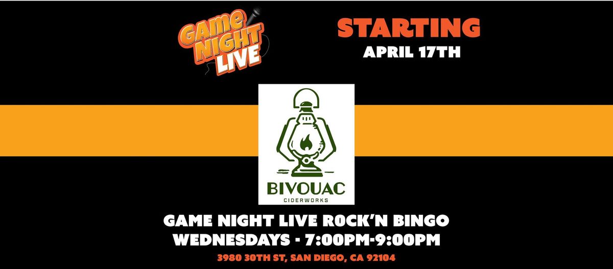 Game Night Live R0CK'N Bingo at Bivouac Adventure Lodge!