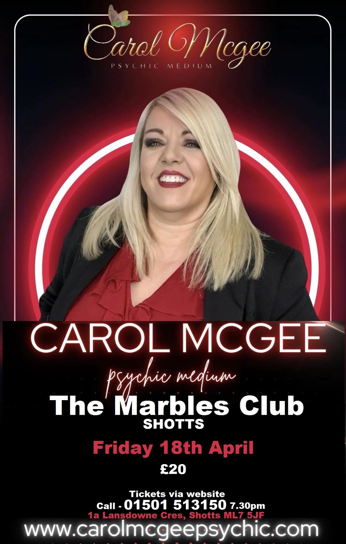 Carol McGee psychic medium Live in Shotts at The Marbles Club