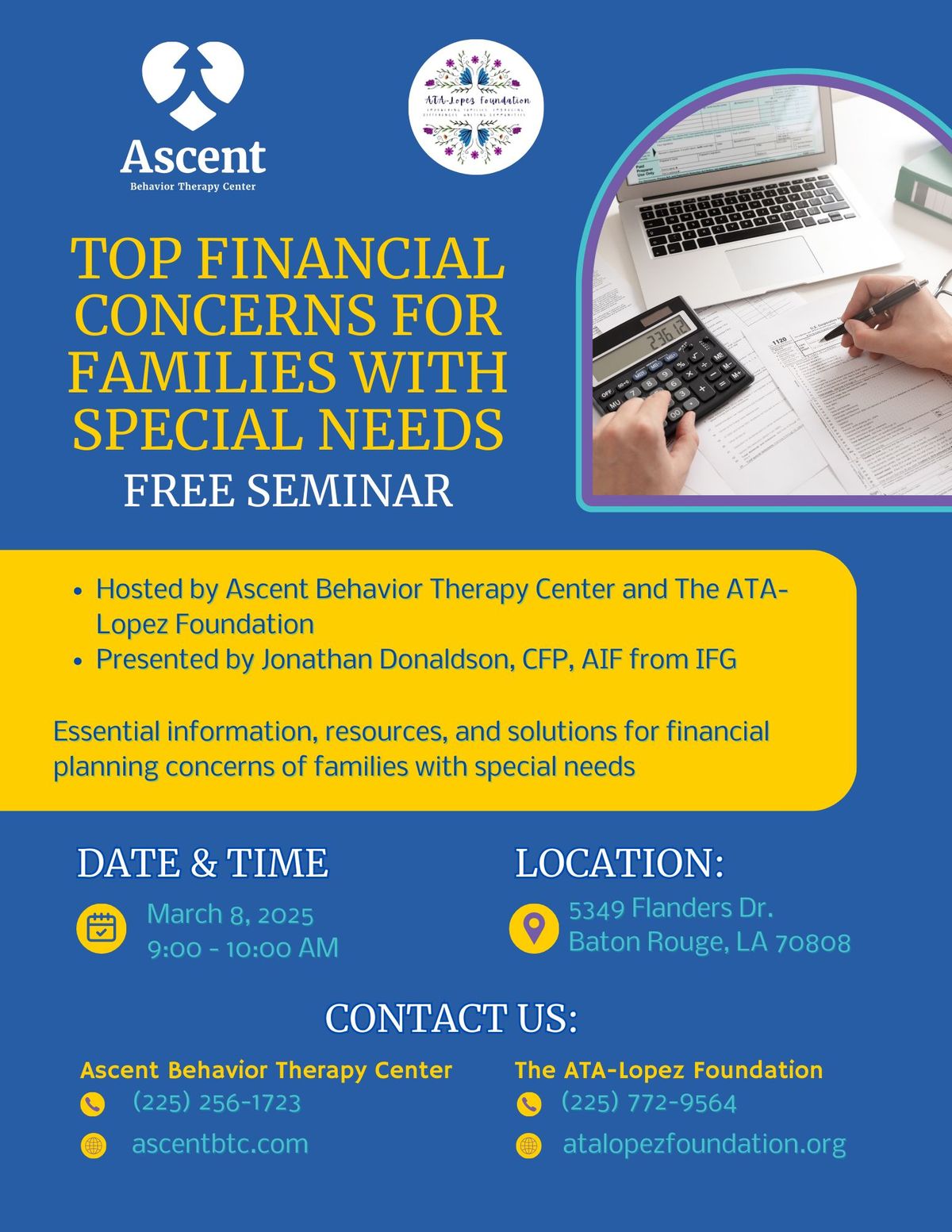 Free Seminar: Top Financial Concerns for Families with Special Needs