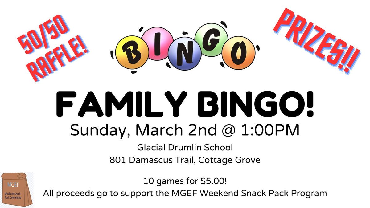 Family Bingo Fundraiser!