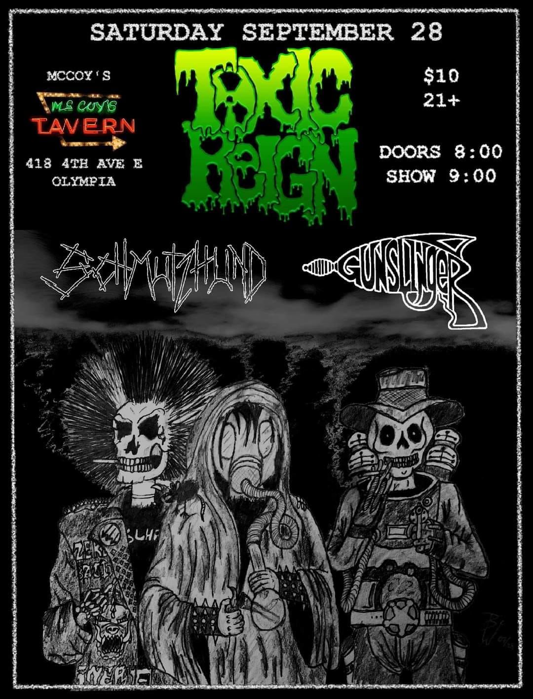 9.28.24 NUCLEAR GUTTER ROCK: Toxic Reign | Schmutzhund | Gunslinger