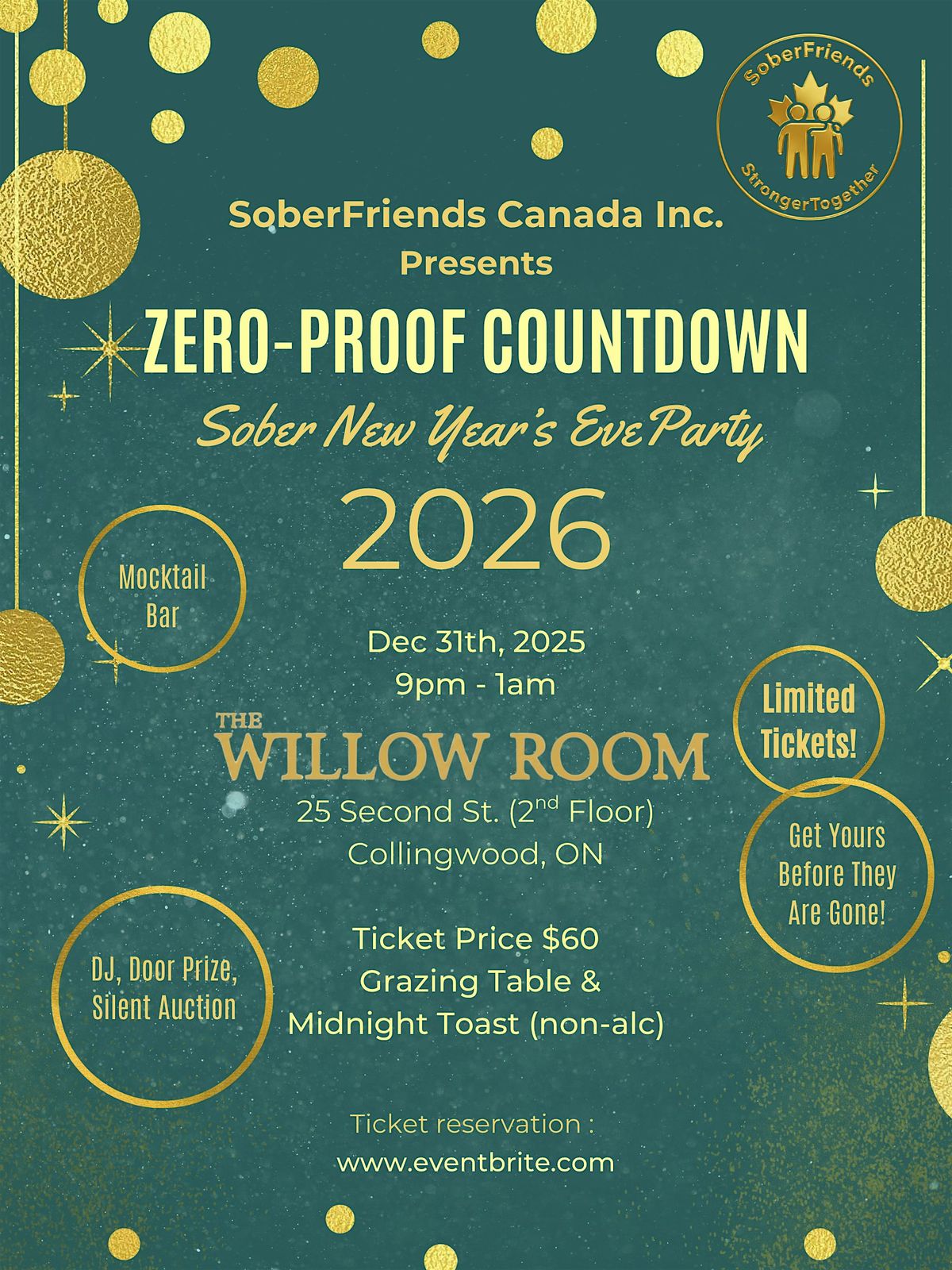 SoberFriends Canada - Sober New Year's Eve Party 2026