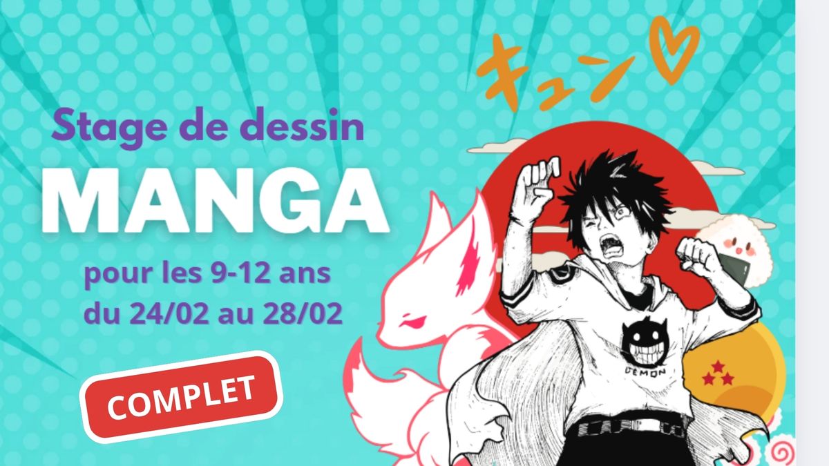 Stage de dessin manga pour les 9-12 ans (Vacances de carnaval)