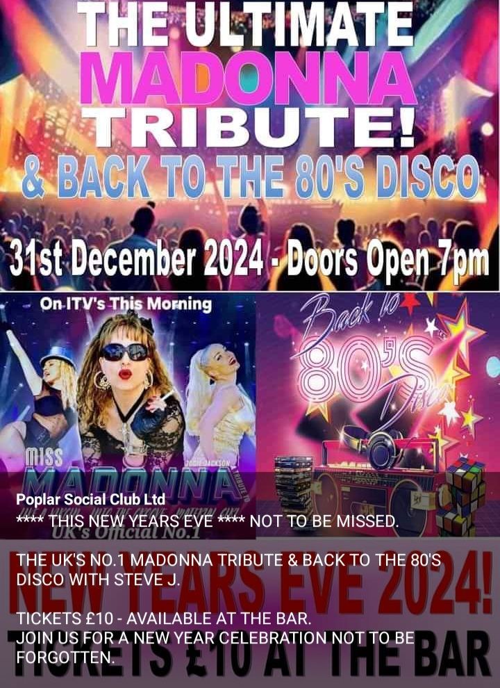 80's Night with UK no1 Madonna Tribute + DJ Steve J 