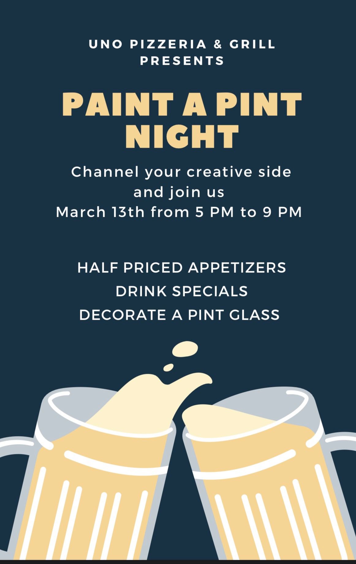 Paint a pint night at Unos 