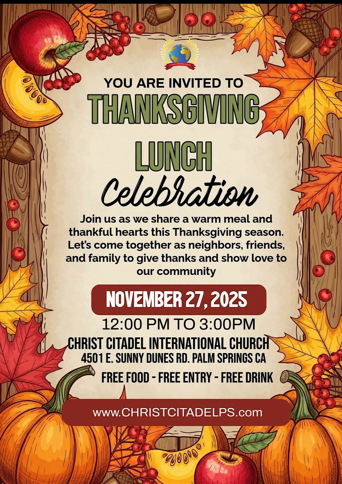 Community Thanksgiving Lunch Celebration