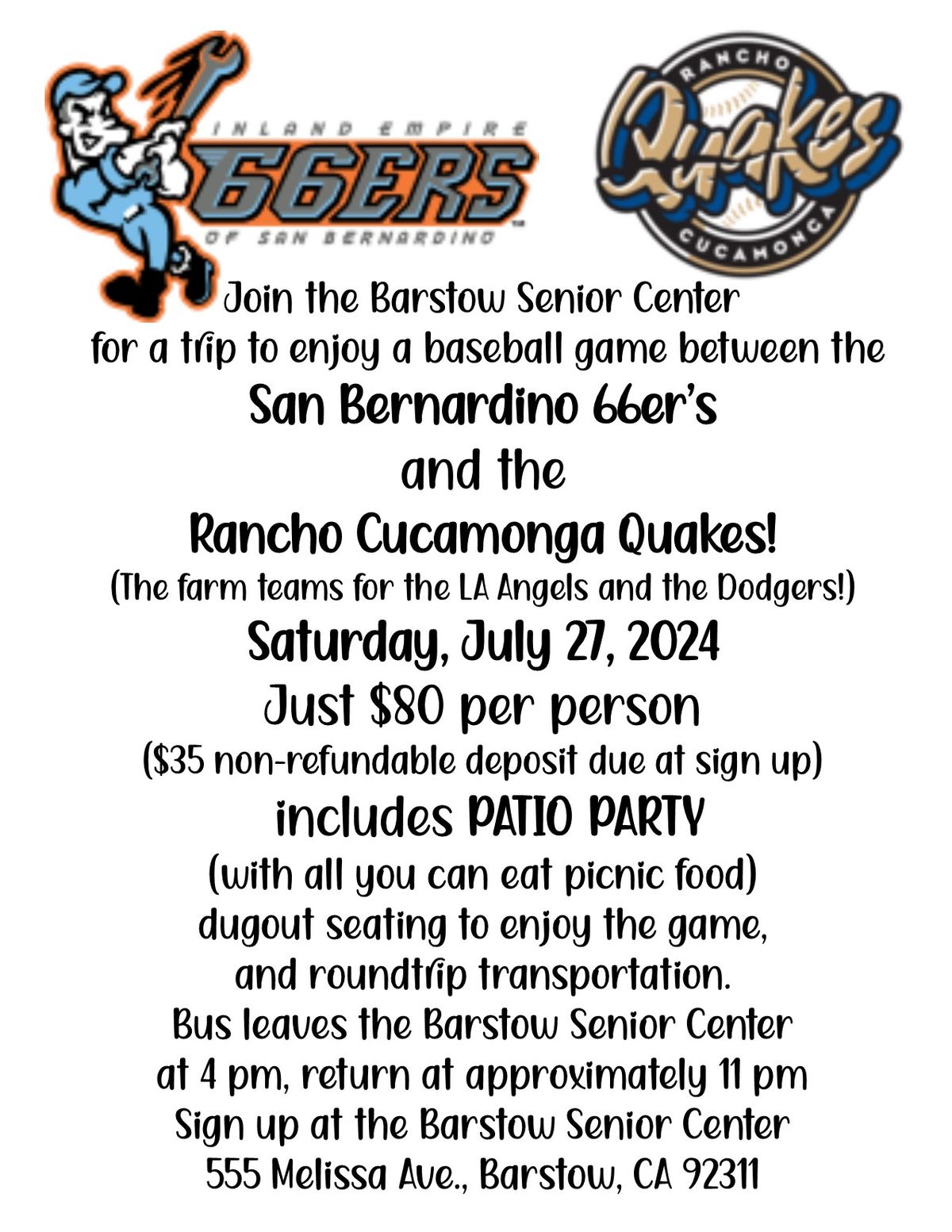 Day Trips with Barstow Senior Center