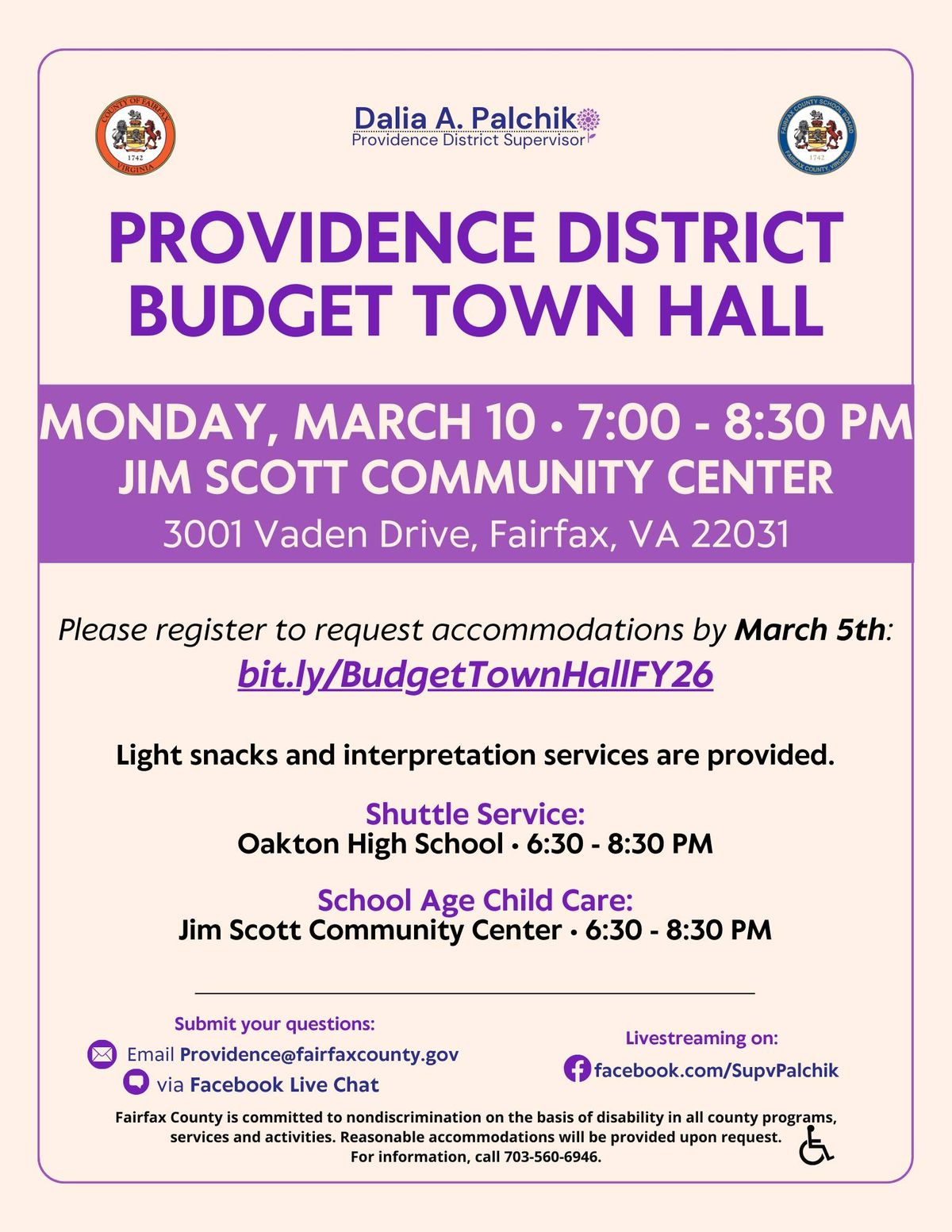 Providence District FY26 Budget Town Hall