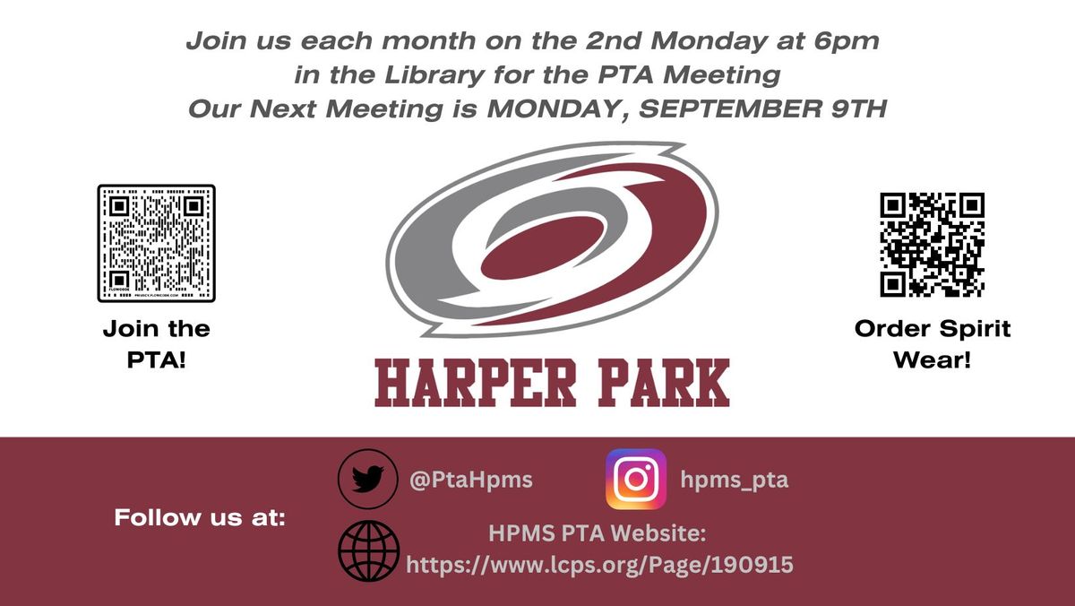 October's Harper Park Middle School PTA Meeting (Library)