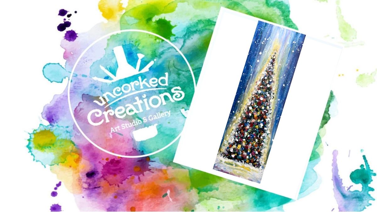 \u201cVibrant Christmas Tree\u201d Painting on 10\u2033 x 30\u2033 Canvas 