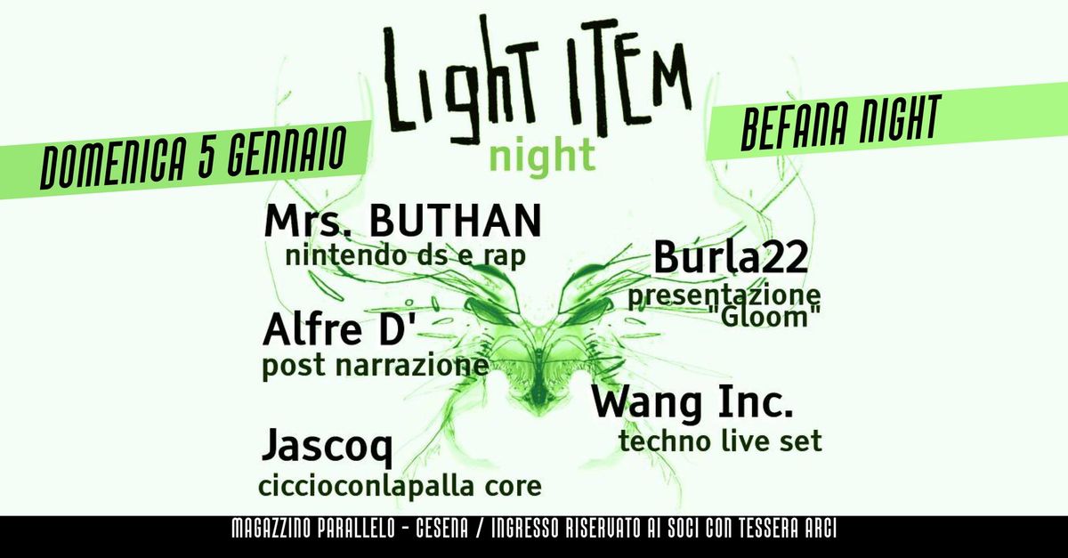 LIGHT ITEM Night \/ Rico + Mrs. Buthan \/ Burla22 \/ Alfre D\u2019 \/ Jascoq \/ Wang Inc. \/\/ Magazzino Parallo