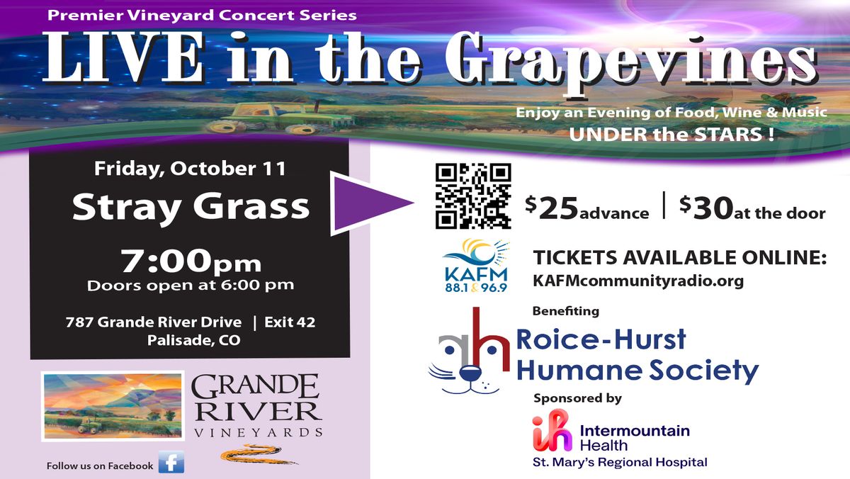 Live in the Grapevines: Stray Grass for Stray Pets Benefit Concert at Grande River Vineyards