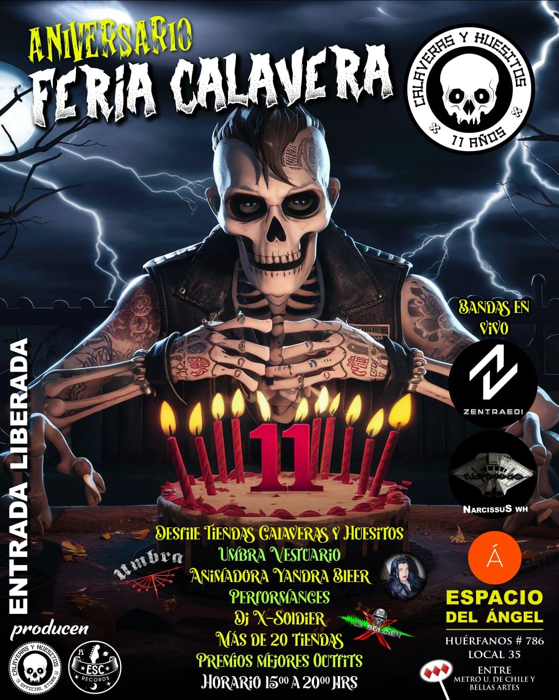 FERIA CALAVERA ANIVERSARIO N\u00b0 11 - SABADO 11 DE ENERO - ESPACIO DEL ANGEL - 15:00 HRS A 20:00 HRS