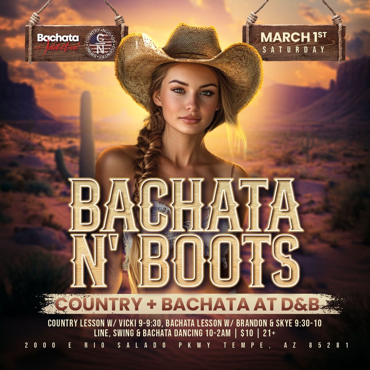 "Bachata N' Boots" Crossover Collab at D&B! \/\/ Bachata Addiction x Country Nomads