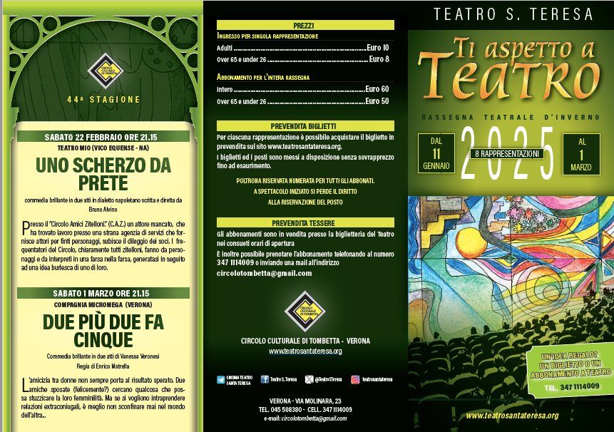 Ti aspetto a Teatro - 8 appuntamenti il sabato dal 11 gennaio al 1 marzo