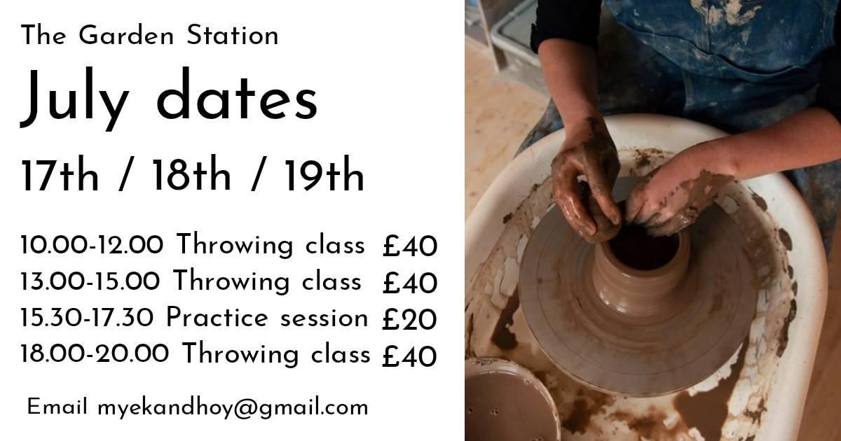 Pottery classes, practice sessions, drop in play with clay