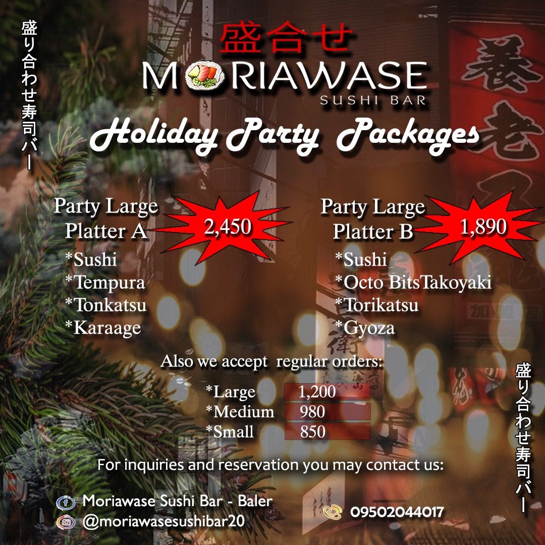 Moriawase Sushi Bar's Holiday Party Packages