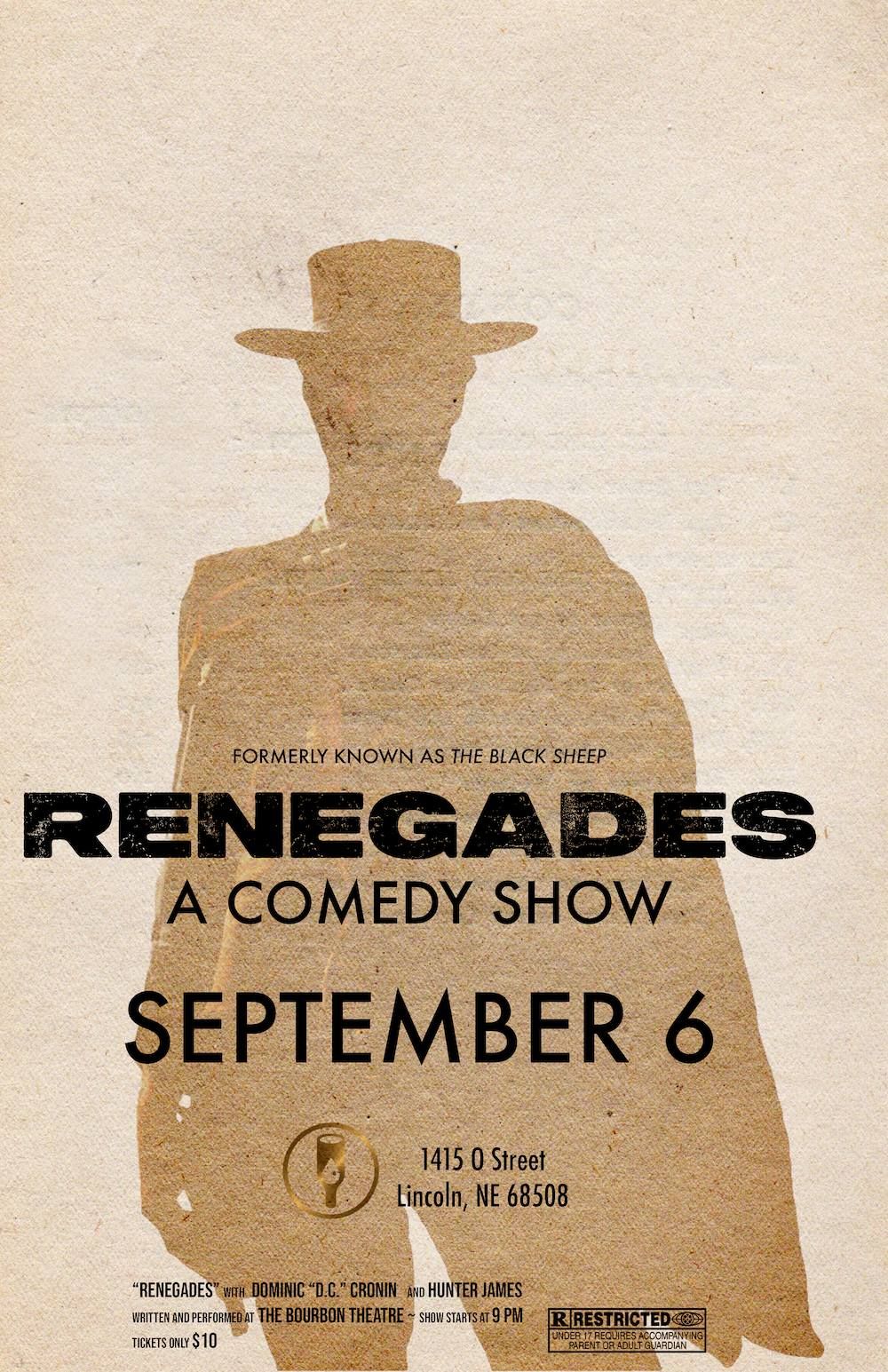 RENEGADES: A Comedy Show w\/ Dominic "D.C." Cronin and Hunter James at Bourbon Theatre